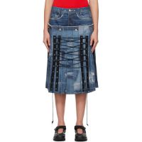 Andersson Bell Blue Trompe Loeil Pleats Midi Skirt 242375F092002