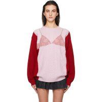 Andersson Bell Pink & Red Lace Lingerie Boyfriend Knit Sweater 242375F096002