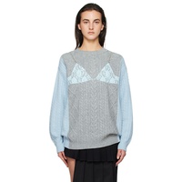 Andersson Bell Gray & Blue Lace Lingerie Boyfriend Knit Sweater 242375F096003