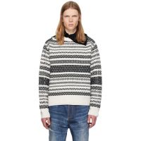 Andersson Bell White & Black Nordic Crewneck Sweater 242375M201003