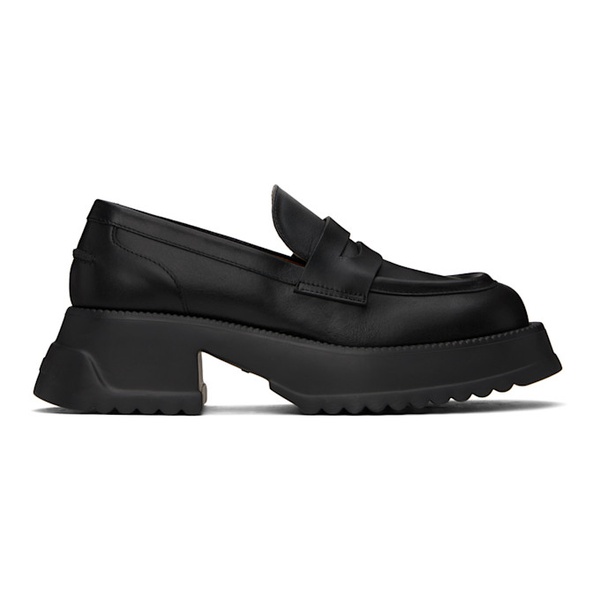마르니 Marni Black Leather Platform Sole Loafers 242379F121005