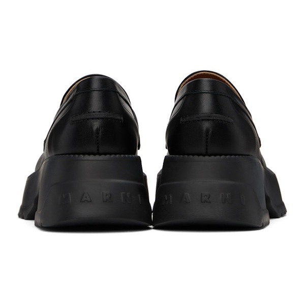 마르니 Marni Black Leather Platform Sole Loafers 242379F121005