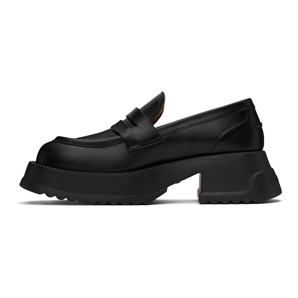 마르니 Marni Black Leather Platform Sole Loafers 242379F121005