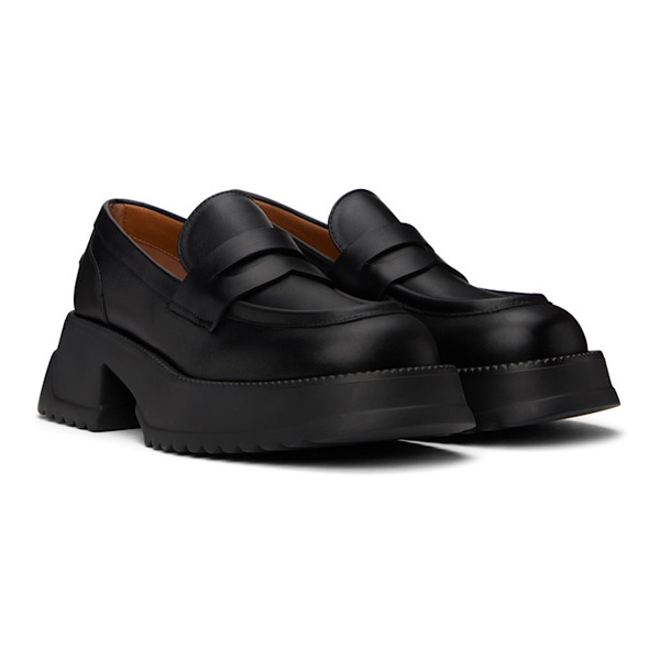 마르니 Marni Black Leather Platform Sole Loafers 242379F121005
