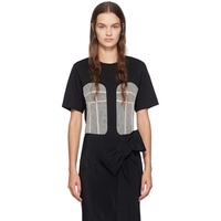 Simone Rocha Black & Beige Paneled Bust T-Shirt 242405F110015