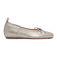Simone Rocha Silver Classic Pleated Ballerina Flats 242405F118005