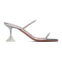 Amina Muaddi Transparent Gilda Glass 70 Heeled Sandals 242415F125018