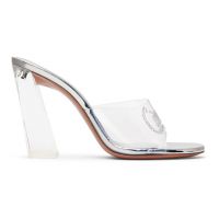 Amina Muaddi Transparent Bella Glass Heeled Sandals 242415F125032