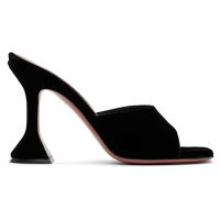 Amina Muaddi Black Lupita Slipper Heeled Sandals 242415F125060