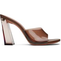 Amina Muaddi Brown Brigitte Glass Heeled Sandals 242415F125081