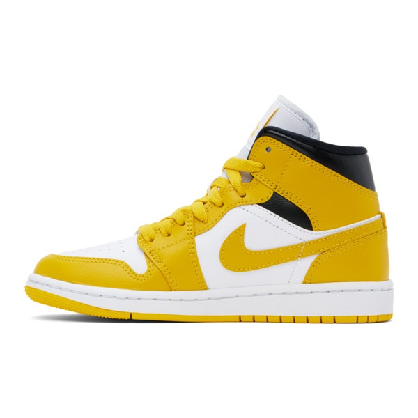 나이키 나이키 조던 Nike Jordan White & Yellow Air Jordan 1 Mid Sneakers 242445F127006
