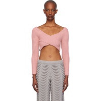 Isa Boulder Pink Crossed Sleeves Sweater 242541F096000