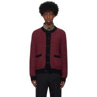 Ernest W. Baker Black & Red Boucle Cardigan 242600M200006