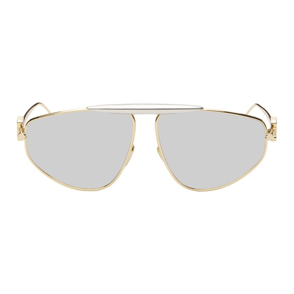 로에베 로에베 LOEWE Gold & Silver Spoiler New Aviator Sunglasses 242677F005009