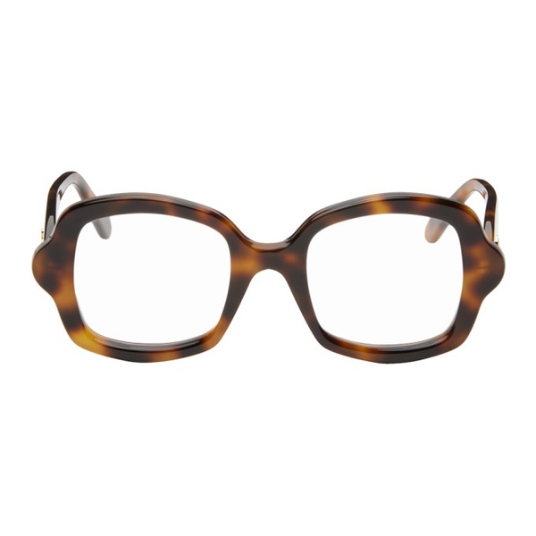 로에베 로에베 LOEWE Tortoiseshell Curvy Glasses 242677M133004