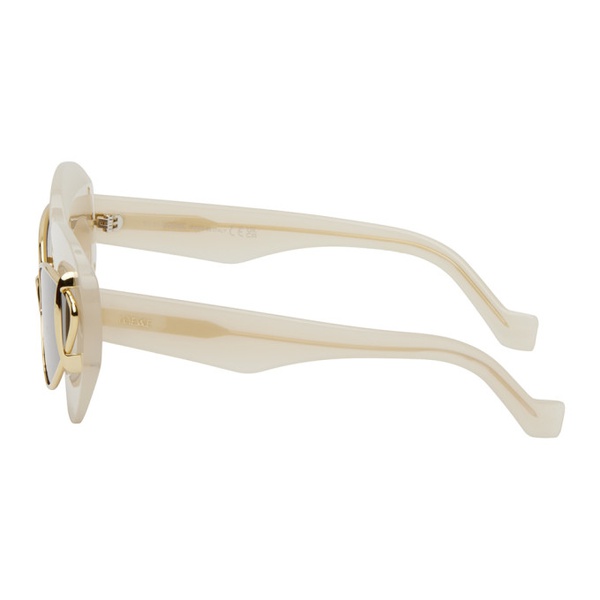 로에베 로에베 LOEWE 오프화이트 Off-White & Gold Double Frame Sunglasses 242677M134012