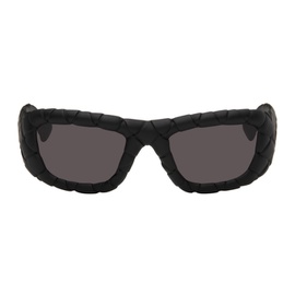 보테가 베네타 Bottega Veneta Black Intrecciato Round Acetate Sunglasses 242798F005001