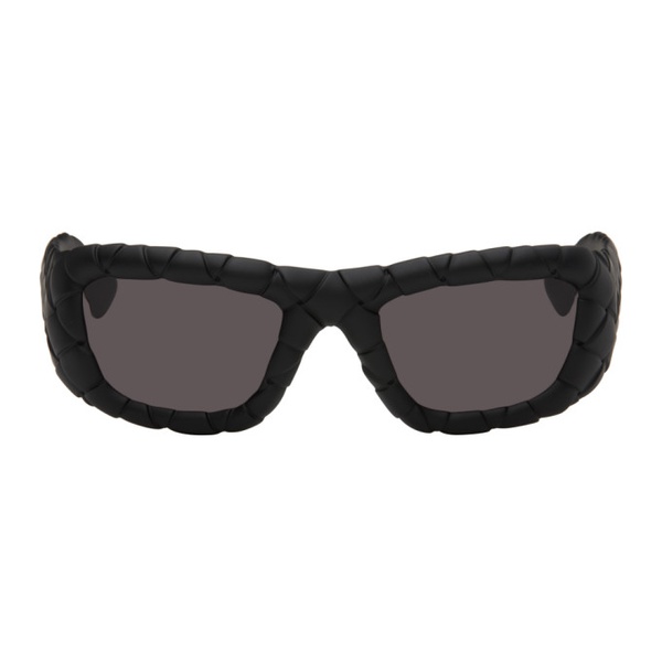 보테가베네타 보테가 베네타 Bottega Veneta Black Intrecciato Round Acetate Sunglasses 242798F005001