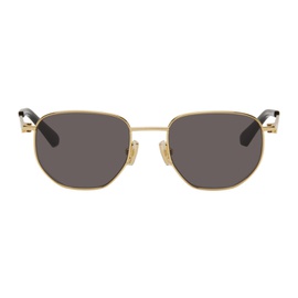 보테가 베네타 Bottega Veneta Gold Split Oval Metal Sunglasses 242798F005002