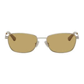 보테가 베네타 Bottega Veneta Silver Split Rectangular Sunglasses 242798F005005