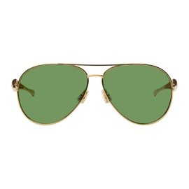 보테가 베네타 Bottega Veneta Gold & Green Sardine Aviator Sunglasses 242798F005015