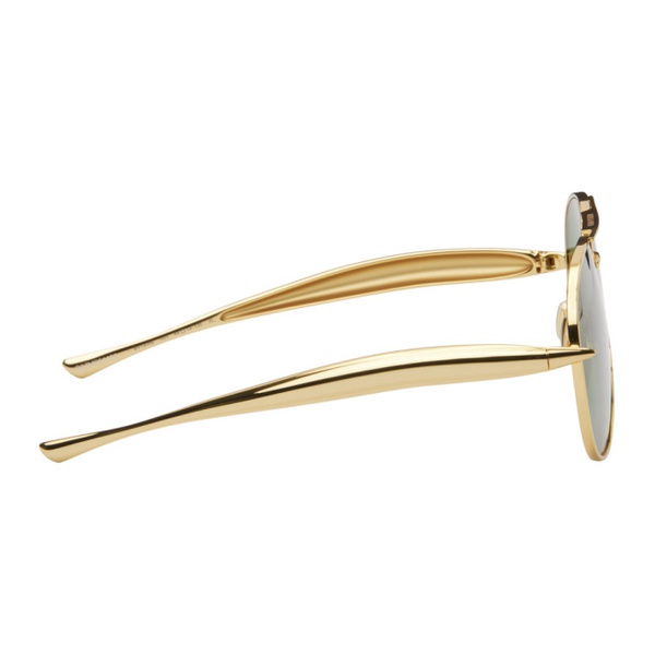 보테가베네타 보테가 베네타 Bottega Veneta Gold & Green Sardine Aviator Sunglasses 242798F005015