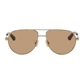 보테가 베네타 Bottega Veneta Gold Split Pilot Metal Sunglasses 242798F005016
