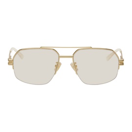 보테가 베네타 Bottega Veneta Gold Bond Metal Half-Rim Aviator Sunglasses 242798F005033