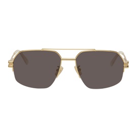 보테가 베네타 Bottega Veneta Gold Bond Metal Half-Rim Aviator Sunglasses 242798F005034