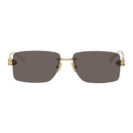 보테가 베네타 Bottega Veneta Gold Rectangular Metal Sunglasses 242798F005042