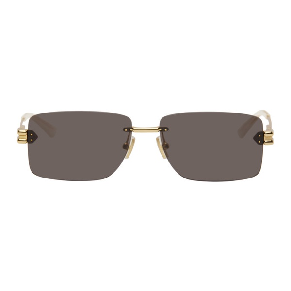 보테가베네타 보테가 베네타 Bottega Veneta Gold Rectangular Metal Sunglasses 242798F005042