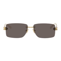 보테가 베네타 Bottega Veneta Gold Rectangular Sunglasses 242798M134010