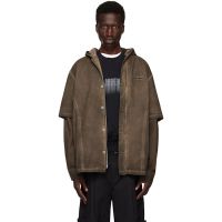 Han Kjobenhavn Brown Washed Layered Denim Hoodie 242827M192004