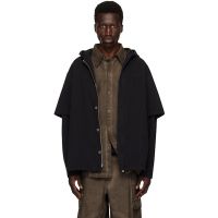 Han Kjobenhavn Black Washed Layered Denim Hoodie 242827M192007