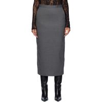 REMAIN Birger Christensen Gray Suiting Midi Skirt 242985F092005