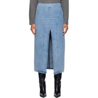 REMAIN Birger Christensen Blue Slim-Fit Denim Midi Skirt 242985F092006