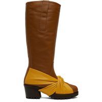 Kiko Kostadinov Brown & Yellow Knotted Riding Boots 242985F114001