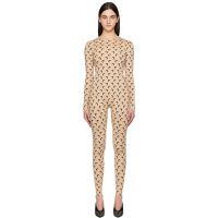 Marine Serre Beige Recycled Jersey Moon Catsuit 251020F070000