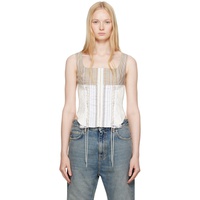Marine Serre Beige Regenerated Striped Poplin Bustier Top 251020F075003