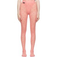 Marine Serre SSENSE Exclusive Pink Recycled Mesh Flock Tights 251020F085008