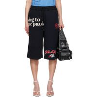 Marine Serre Black Regenerated Graphic Sweatshirts Drawstring Shorts 251020F088001