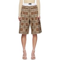 Marine Serre Brown Moon Checks Jacquard Shorts 251020F088005