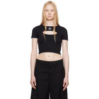 Marine Serre Black Moon Logo Ribbed Jersey Cut-Out T-shirt 251020F110015