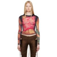 Marine Serre Brown Recycled Draped Statue Jersey Second Skin T-shirt 251020F110033