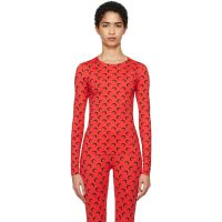 Marine Serre Red Recycled Moon Crewneck T-Shirt 251020F110034