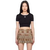 Marine Serre Black Moon Logo Jersey Cropped T-shirt 251020F110048