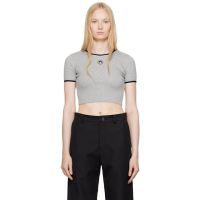 Marine Serre Gray Moon Logo Jersey Cropped T-shirt 251020F110049