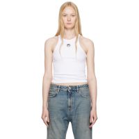 Marine Serre White Moon Logo Ribbed Jersey Tank Top 251020F111012