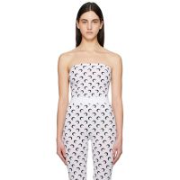 Marine Serre White Moon Printed Jersey Second Skin Tube Top 251020F111014