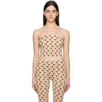Marine Serre Beige Moon Printed Jersey Second Skin Tube Top 251020F111024